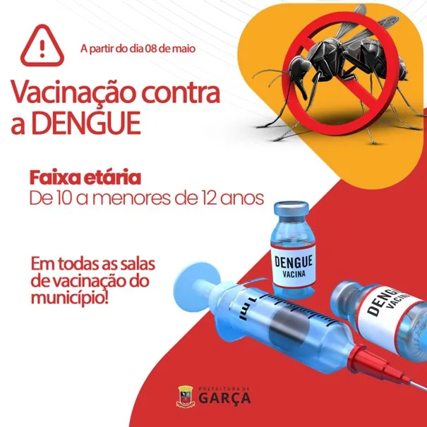 Dengue: Garça vacina crianças de 10 anos e 11 anos