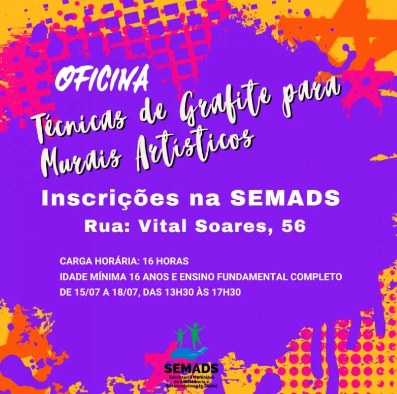 Garça anuncia oficina gratuita de Técnica de Grafite para Murais Artísticos
