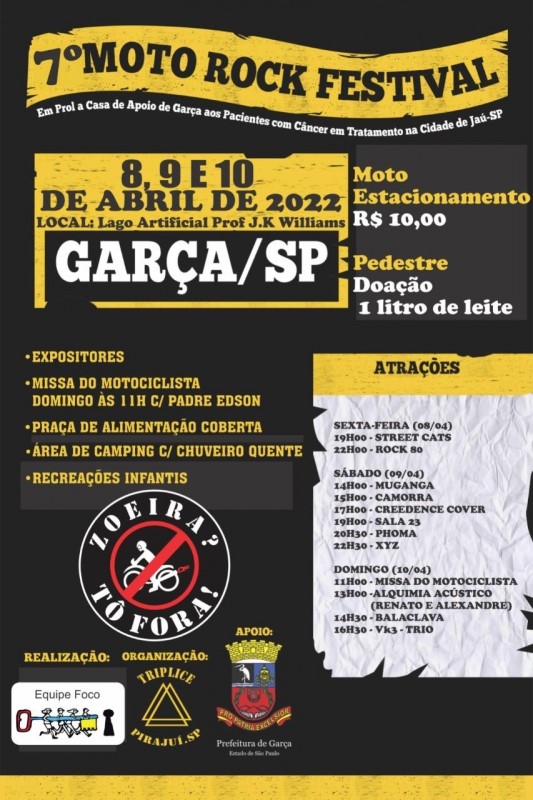 Começa hoje e vai até domingo o Moto Rock Festival em Garça