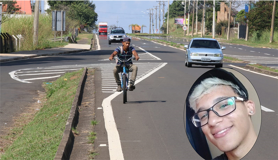 Sem acostamento, ciclistas são obrigados a se arriscarem na pista. 